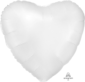 18" Satin White Hearts